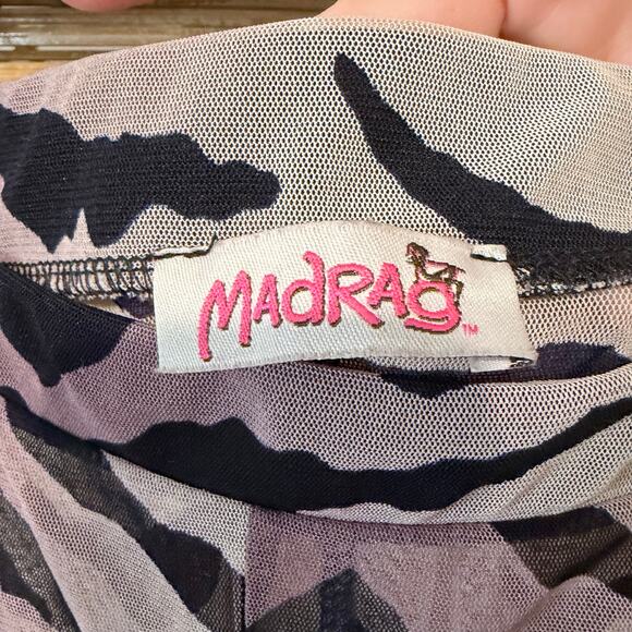 Madrag Y2K zebra sheer flare wide leg pant with ruffle plus size 2X USA made - Picture 3 of 9